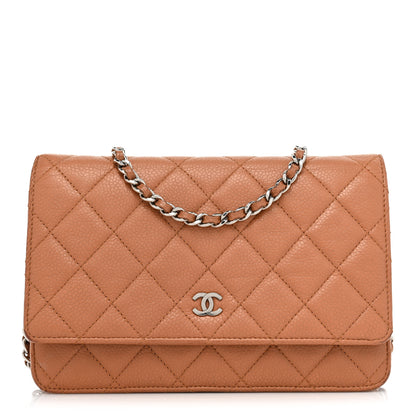 Chanel Caviar Quilted Wallet On Chain WOC Light Brown 1 of 21