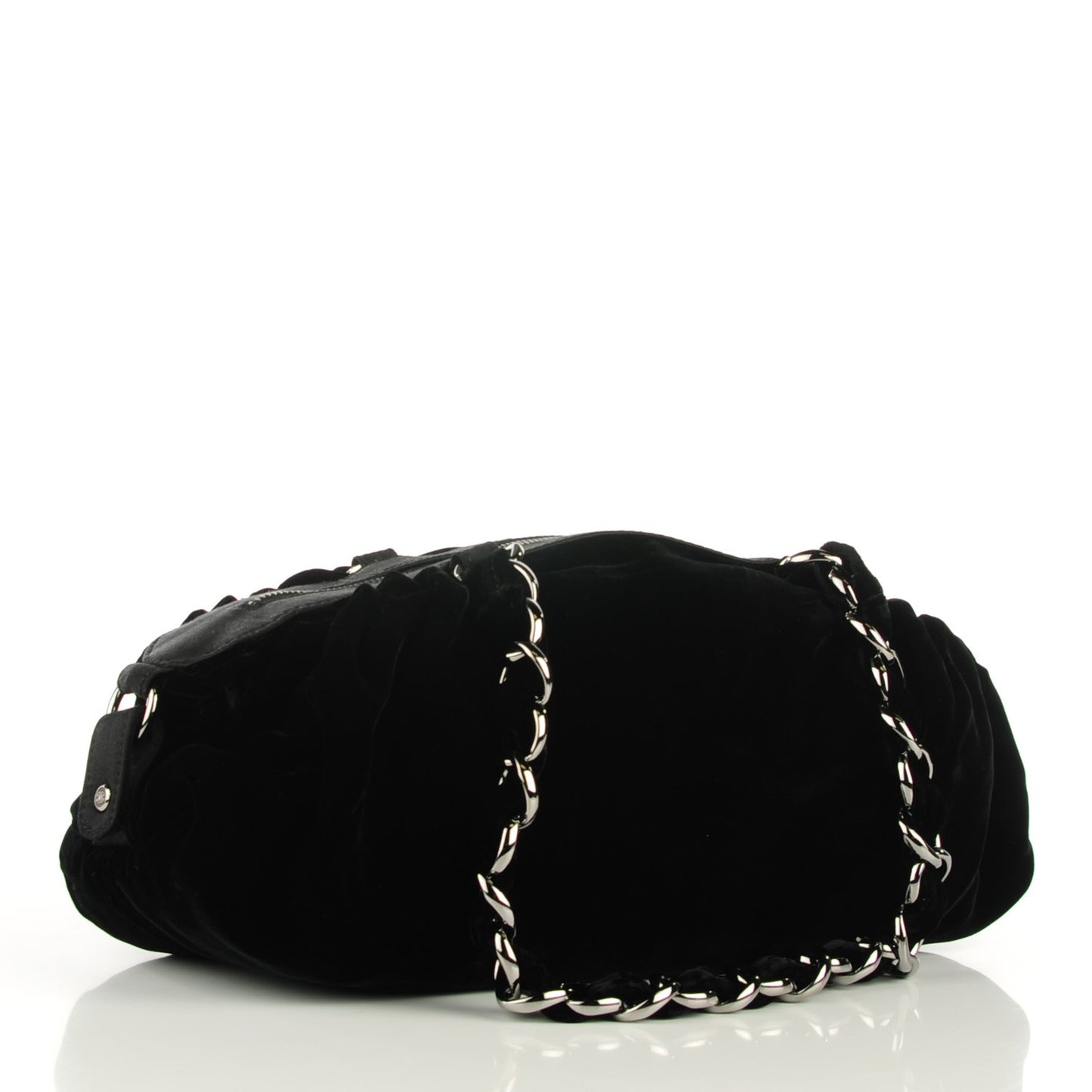 Velvet Satin Shoulder Bag Black