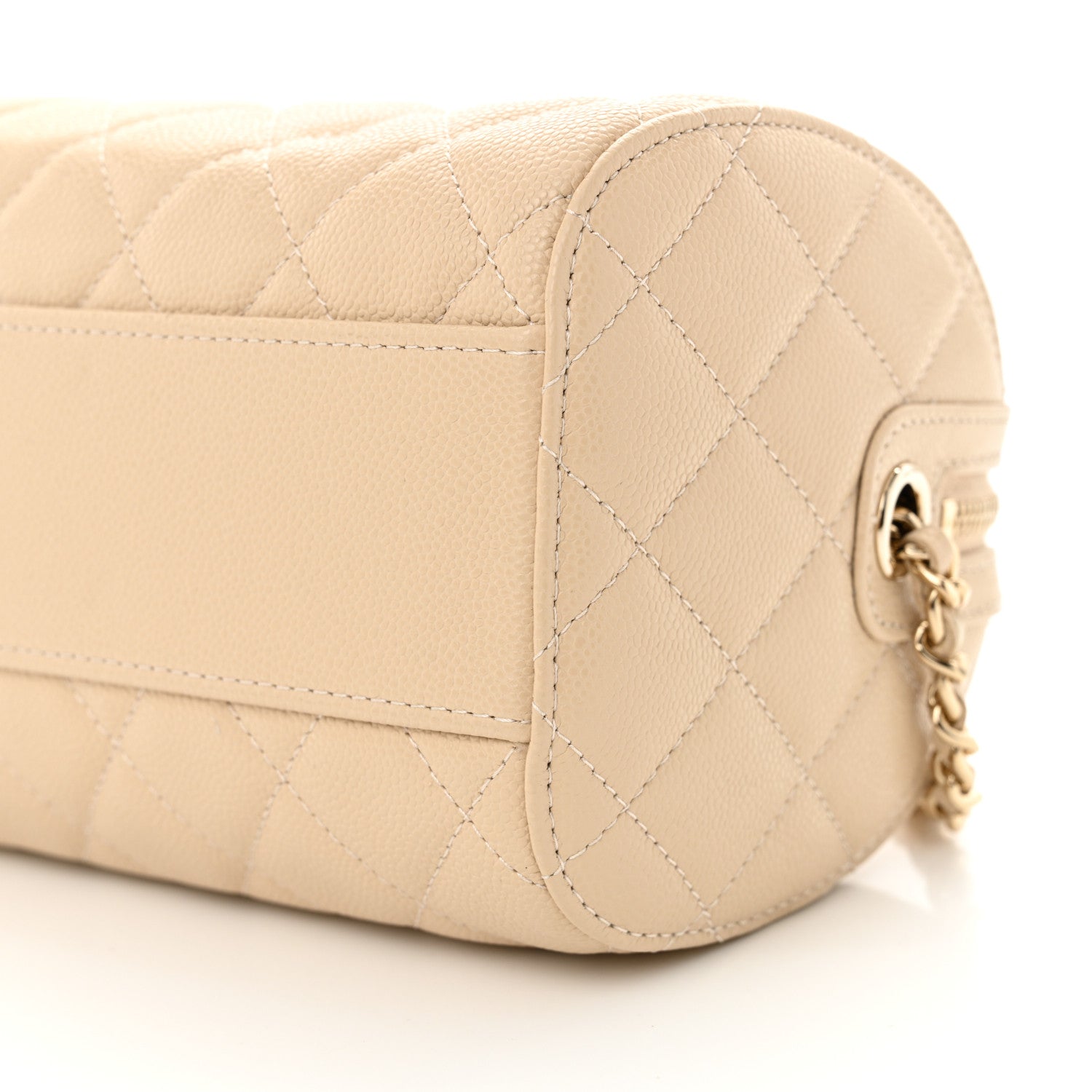 Chanel Caviar Quilted Mini Bowling Bag Beige 10 of 10