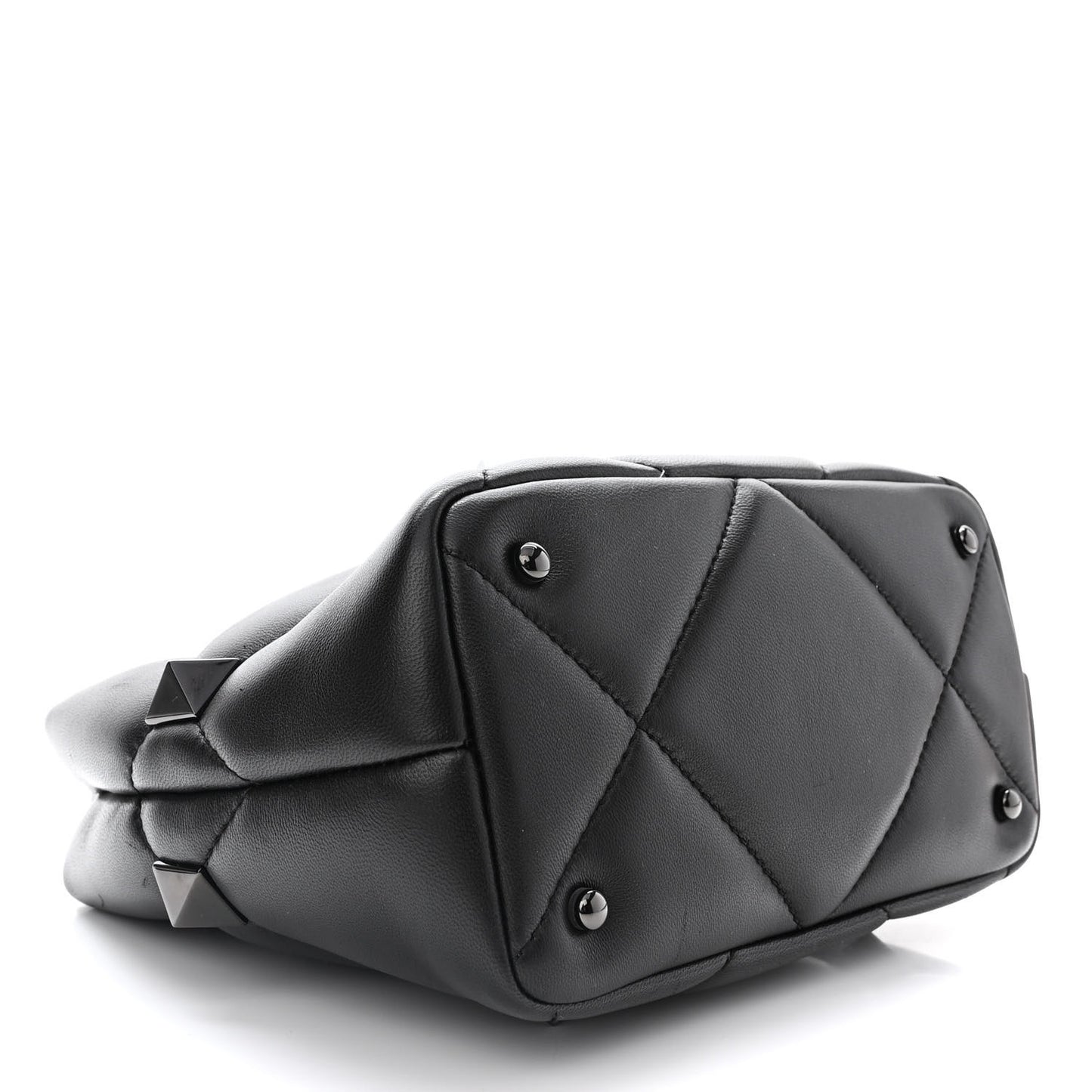 Nappa Monochrome Small Roman Stud The Handle Bag Black