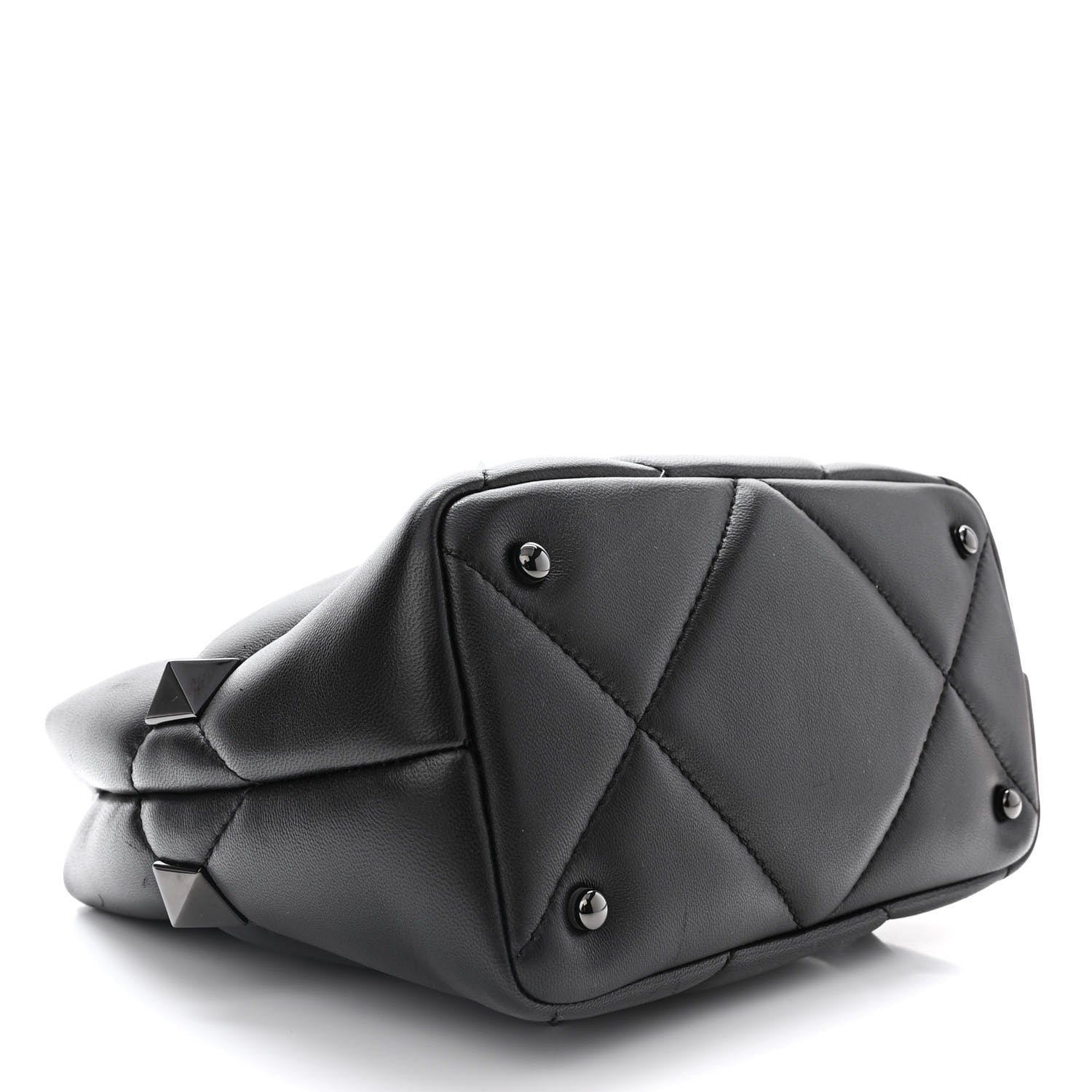 Valentino Garavani Nappa Monochrome Small Roman Stud The Handle Bag Black 3 of 8