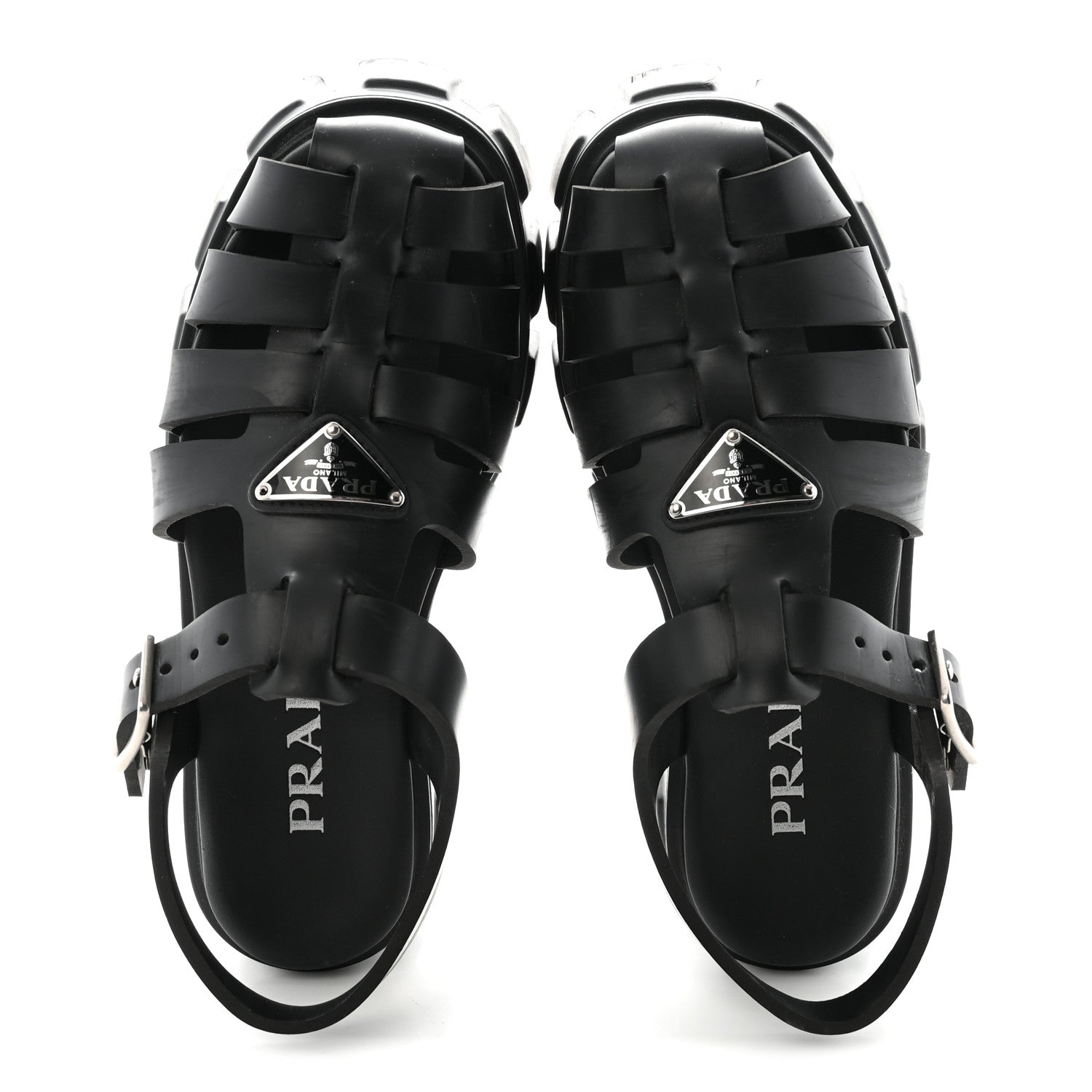 Prada Foam Rubber Triangle Logo Monolith 55mm Cage Sandals 39 Black 36 Black 2 of 10