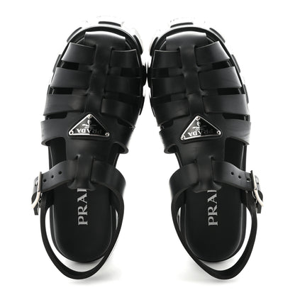 Prada Foam Rubber Triangle Logo Monolith 55mm Cage Sandals 39 Black 36 Black 2 of 10