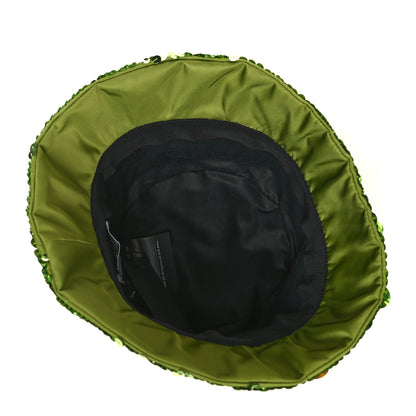 Prada Paillettes Metal Triangle Logo Womens Bucket Hat S Lime 5 of 6