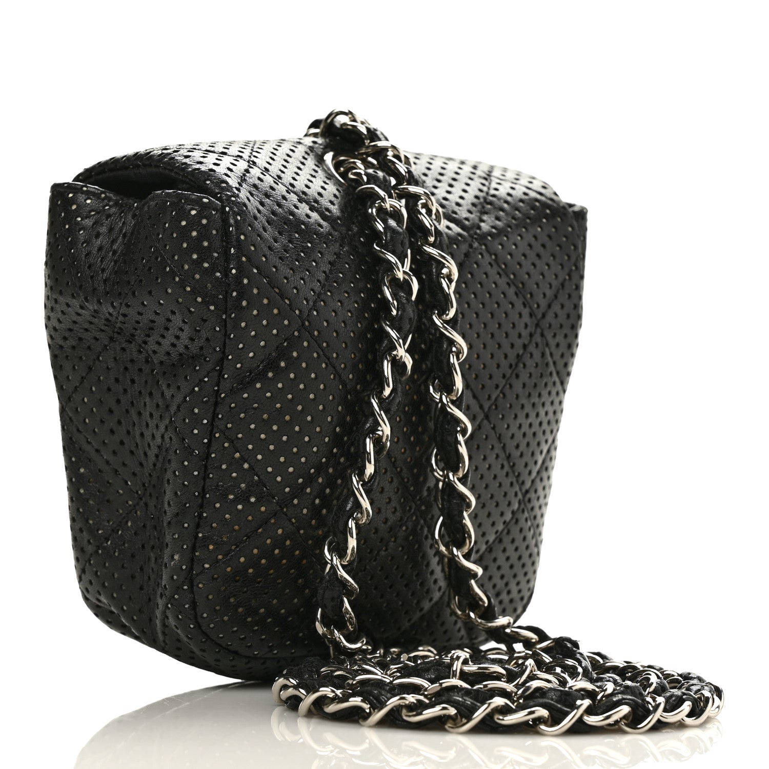 Chanel Lambskin Perforated Mini Flap Bag Black 2 of 9