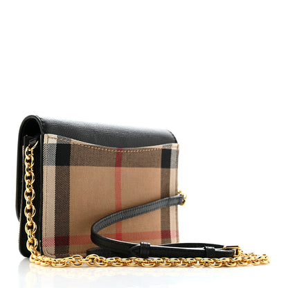 Burberry Derby Calfskin House Check Wallet On Chain Black 2 of 11