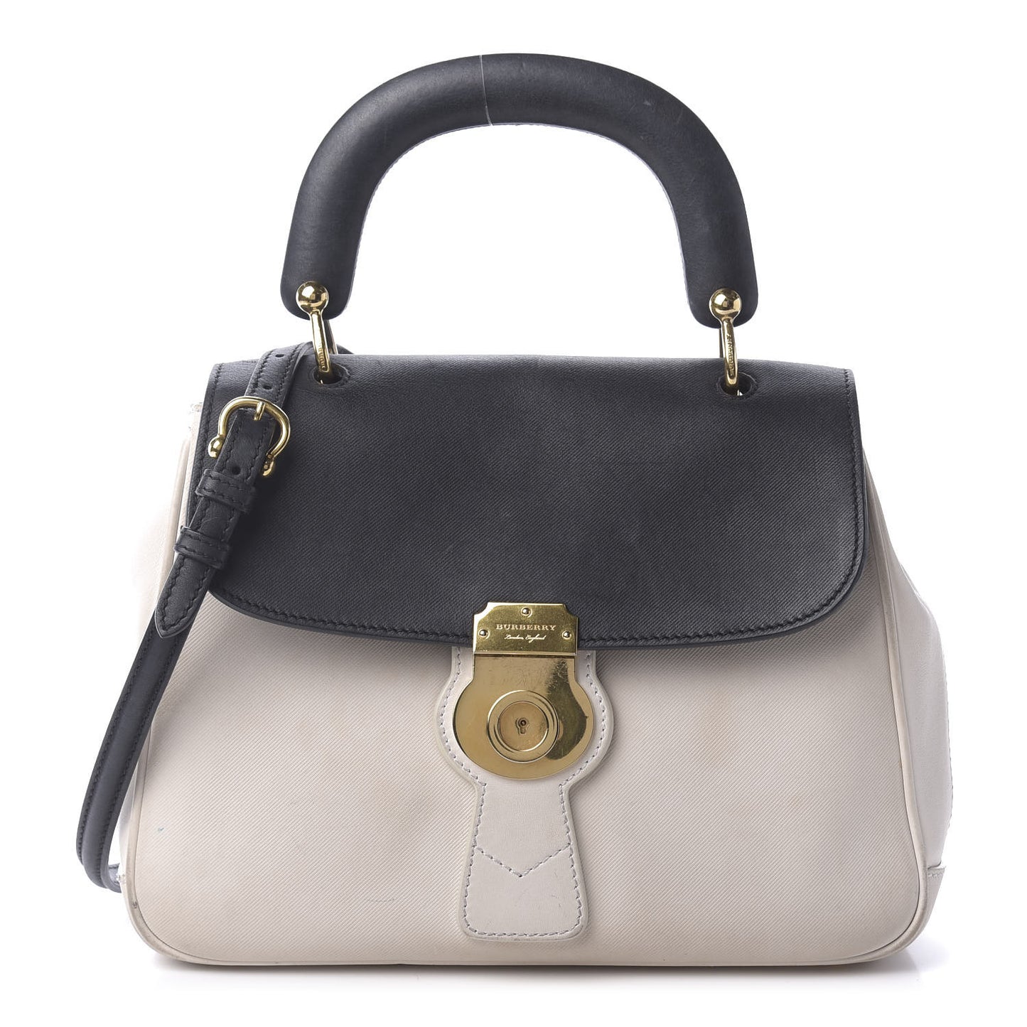 Trench Calfskin Medium DK88 Top Handle Bag Ivory Navy