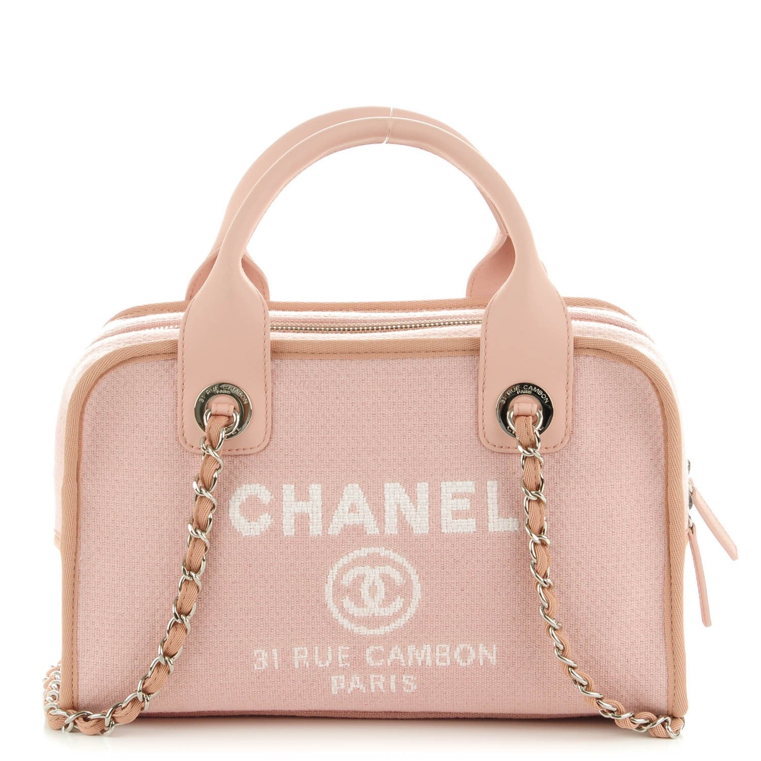 Chanel Canvas Deauville Small Bowling Bag Light Pink 1 of 7