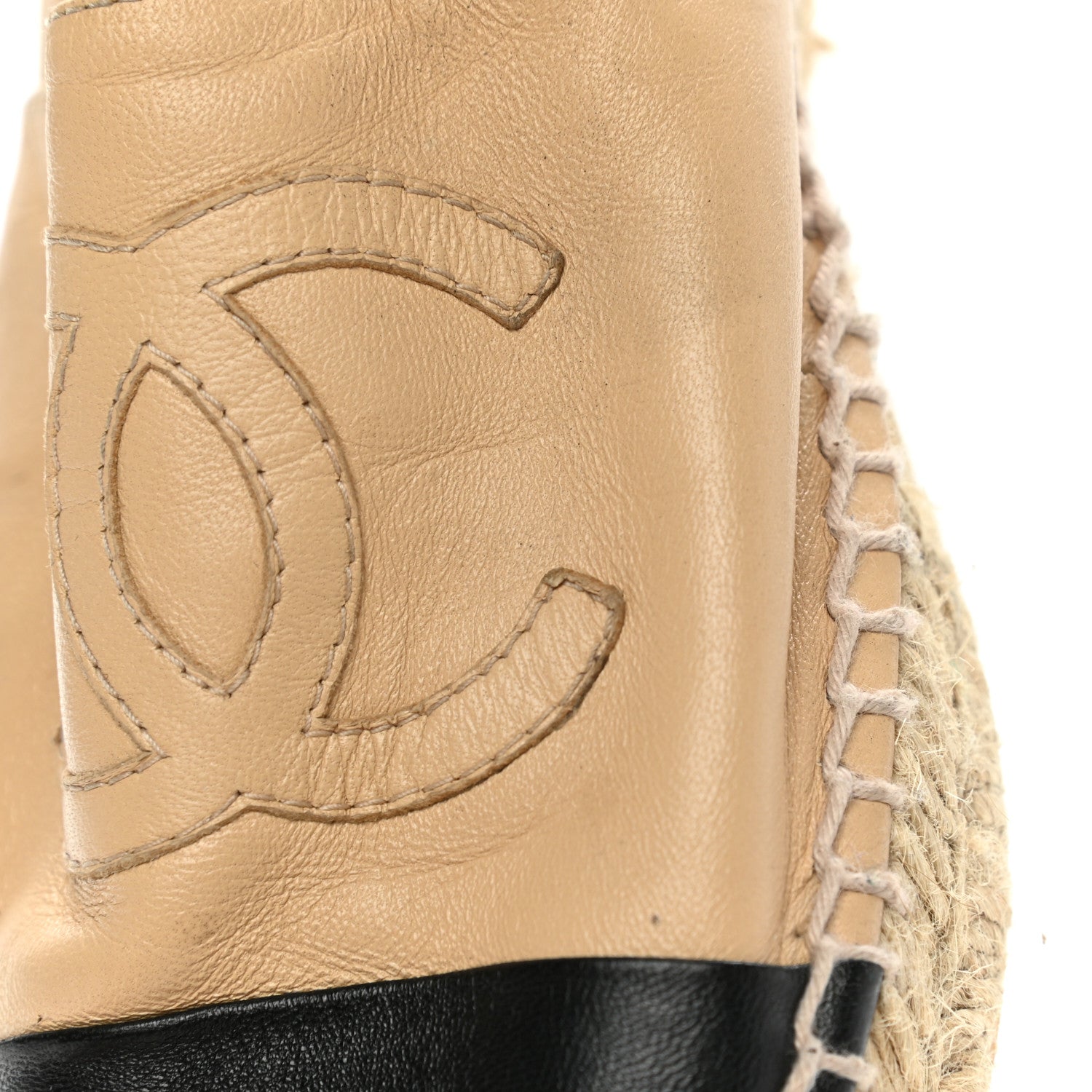 Chanel Lambskin CC Espadrilles 37 Beige Black 12 of 13