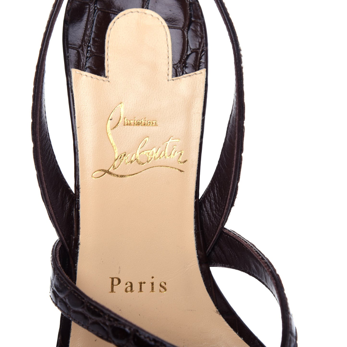 Calfskin Crocodile Embossed Taralita 85 Thong Sandals 36 Brown