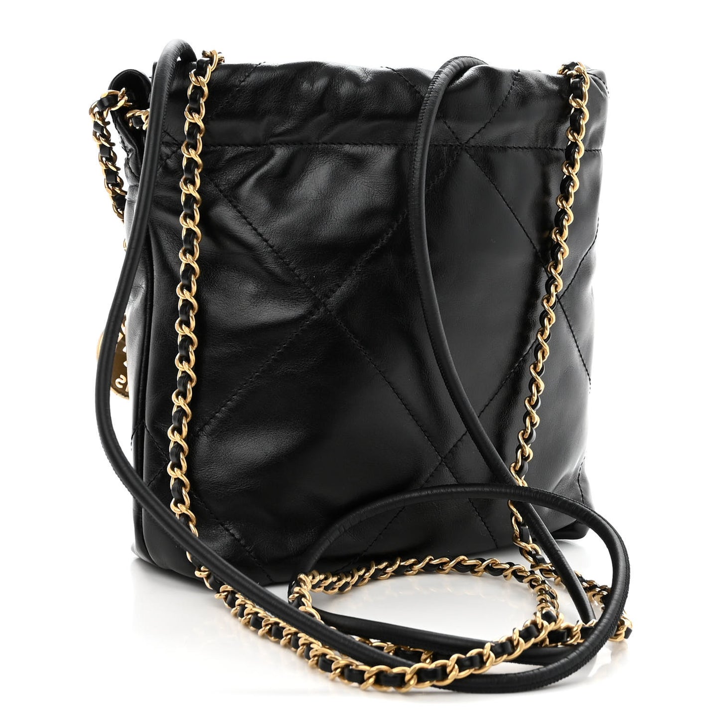 Shiny Calfskin Quilted Mini Chanel 22 Black