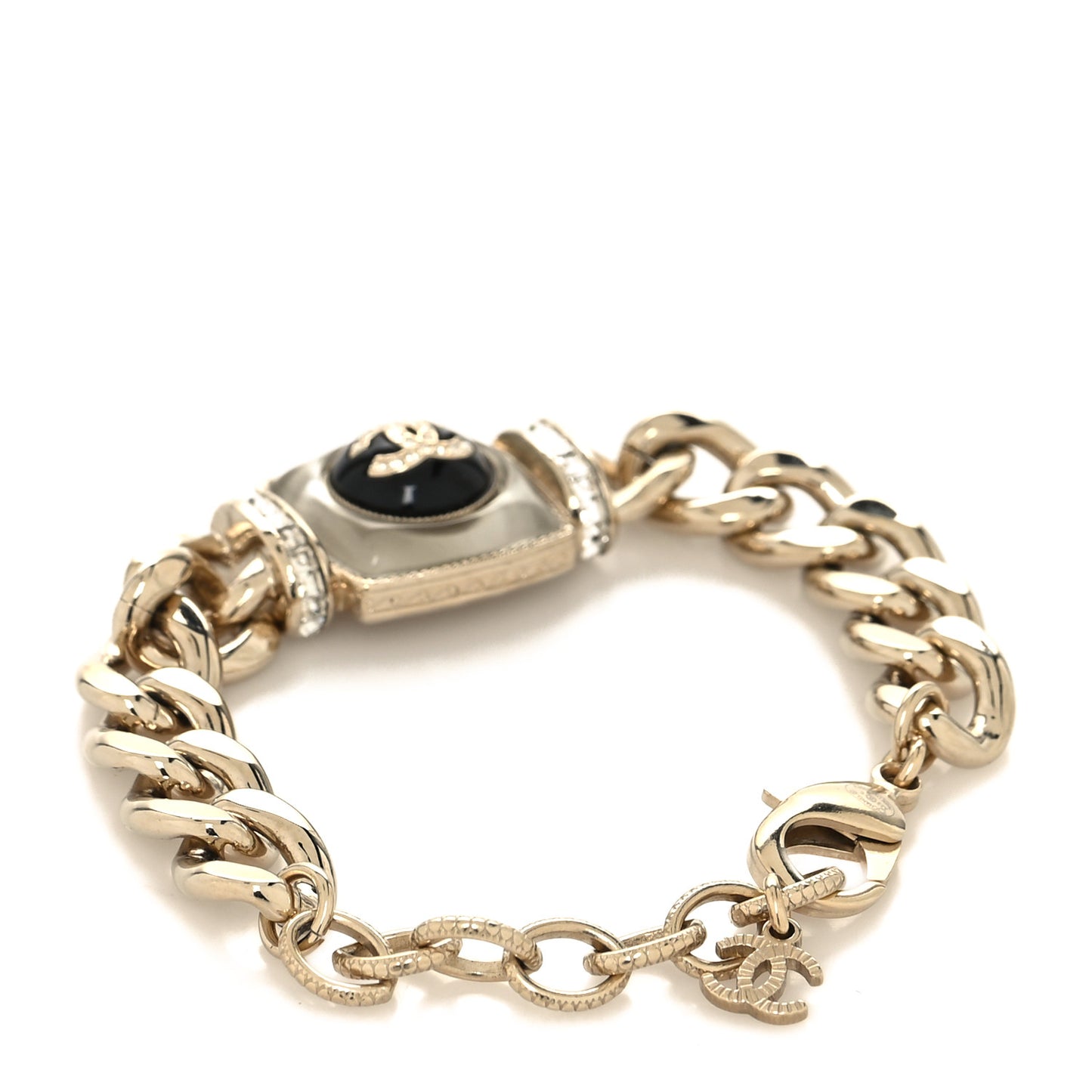 Metal Resin Crystal Chain CC Bracelet Gold