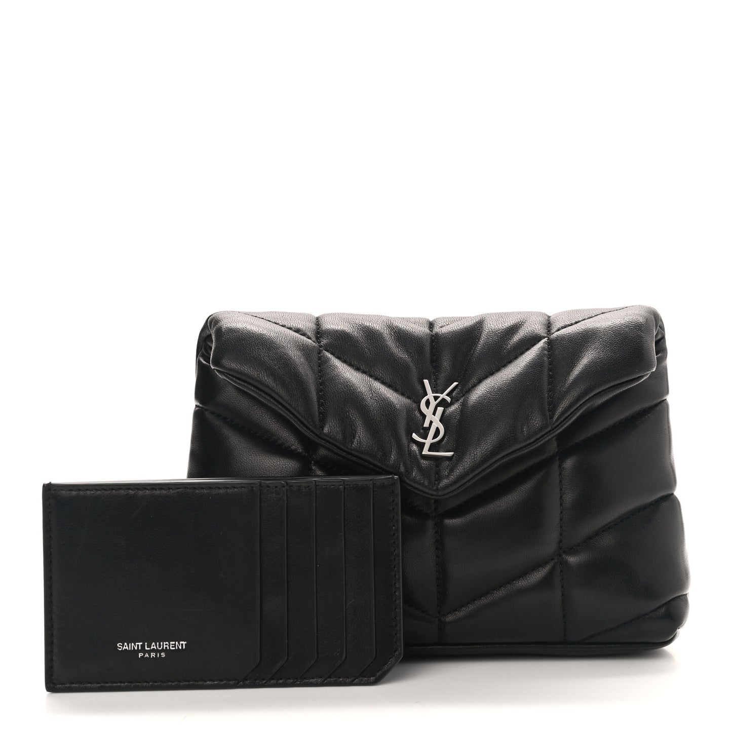 Lambskin Monogram Loulou Puffer Pouch Clutch Black