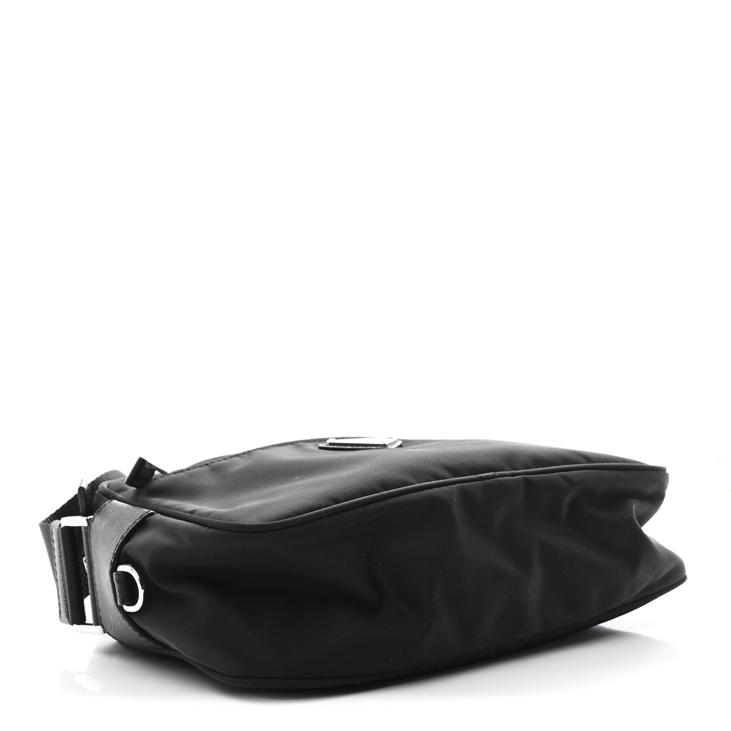 Re-Nylon Vela Saffiano Pocket Double Zip Shoulder Bag Black