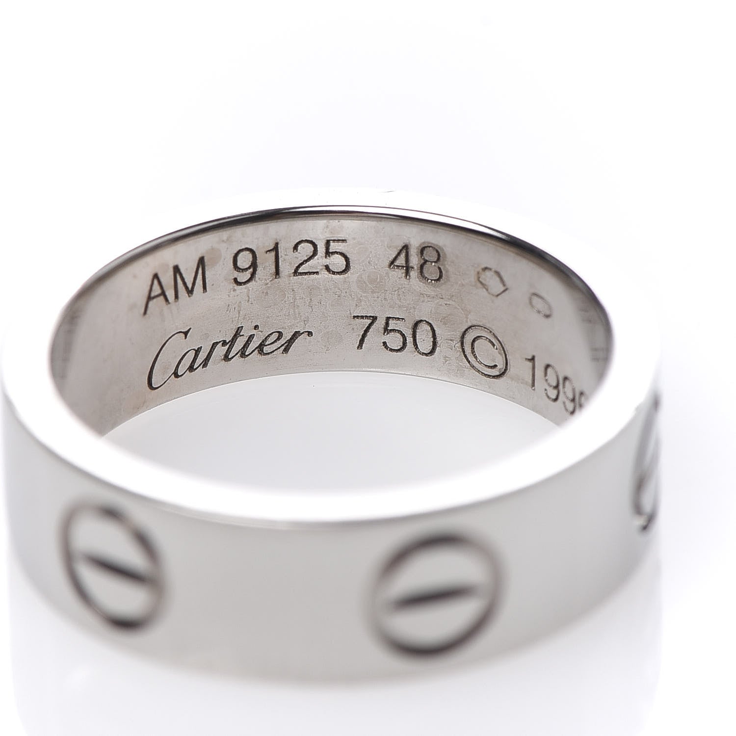 Cartier 18K White Gold 5.5mm LOVE Ring 48 4.5 4 of 4