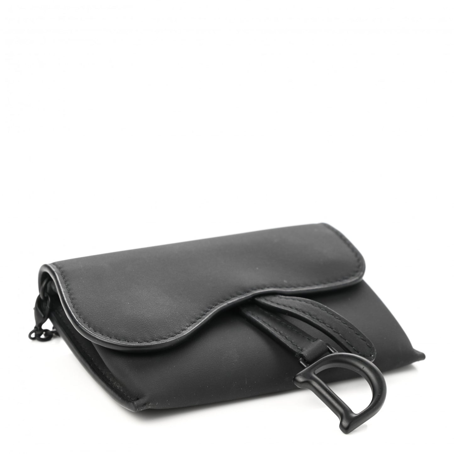 Ultra Matte Calfskin Nano Saddle Chain Pouch Black