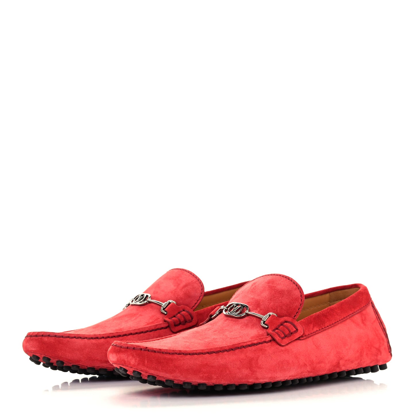 Suede Calfskin Mens LV Porto Vecchio Moccasin Loafers 8 Red