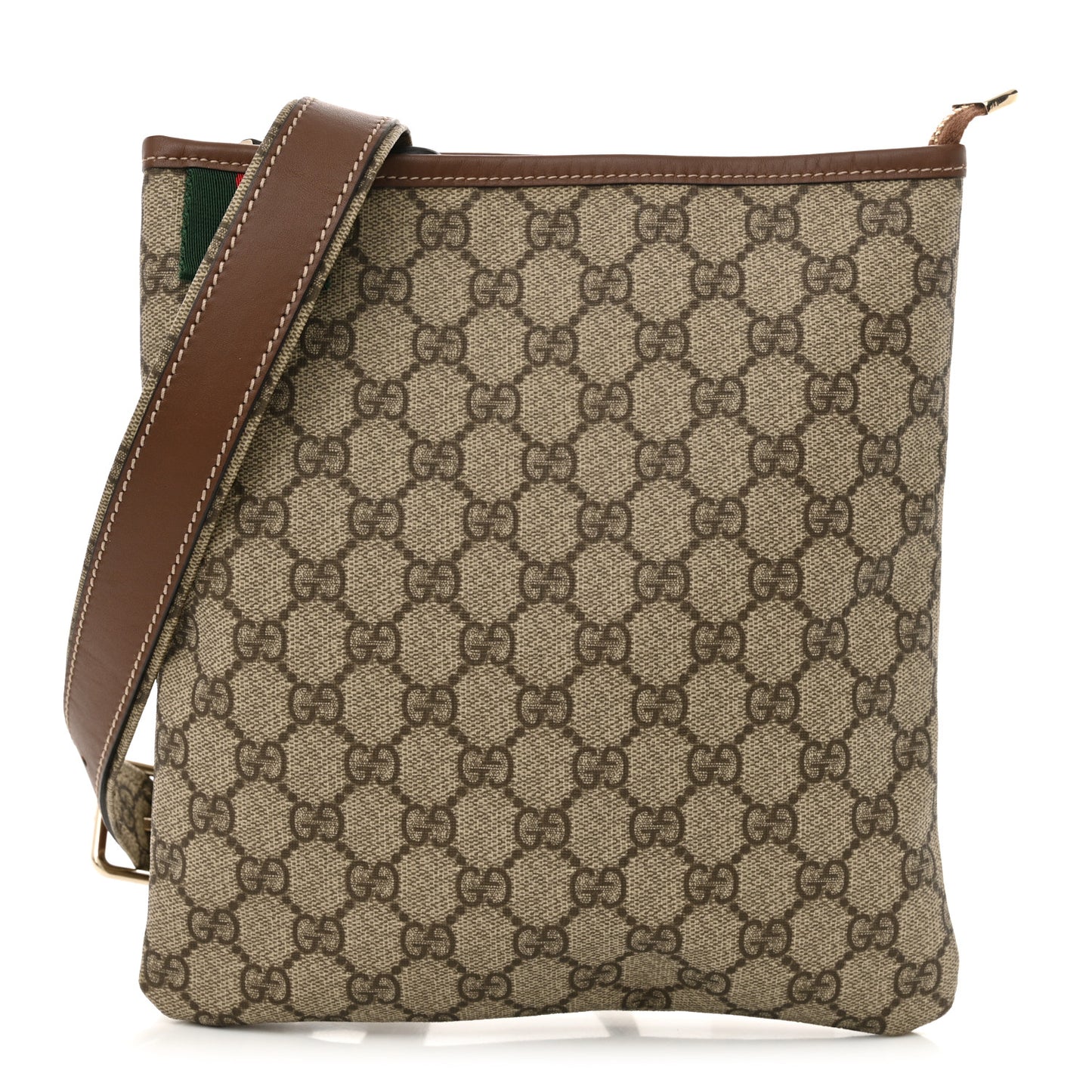 GG Plus Monogram Signature Web Loop Messenger Brown