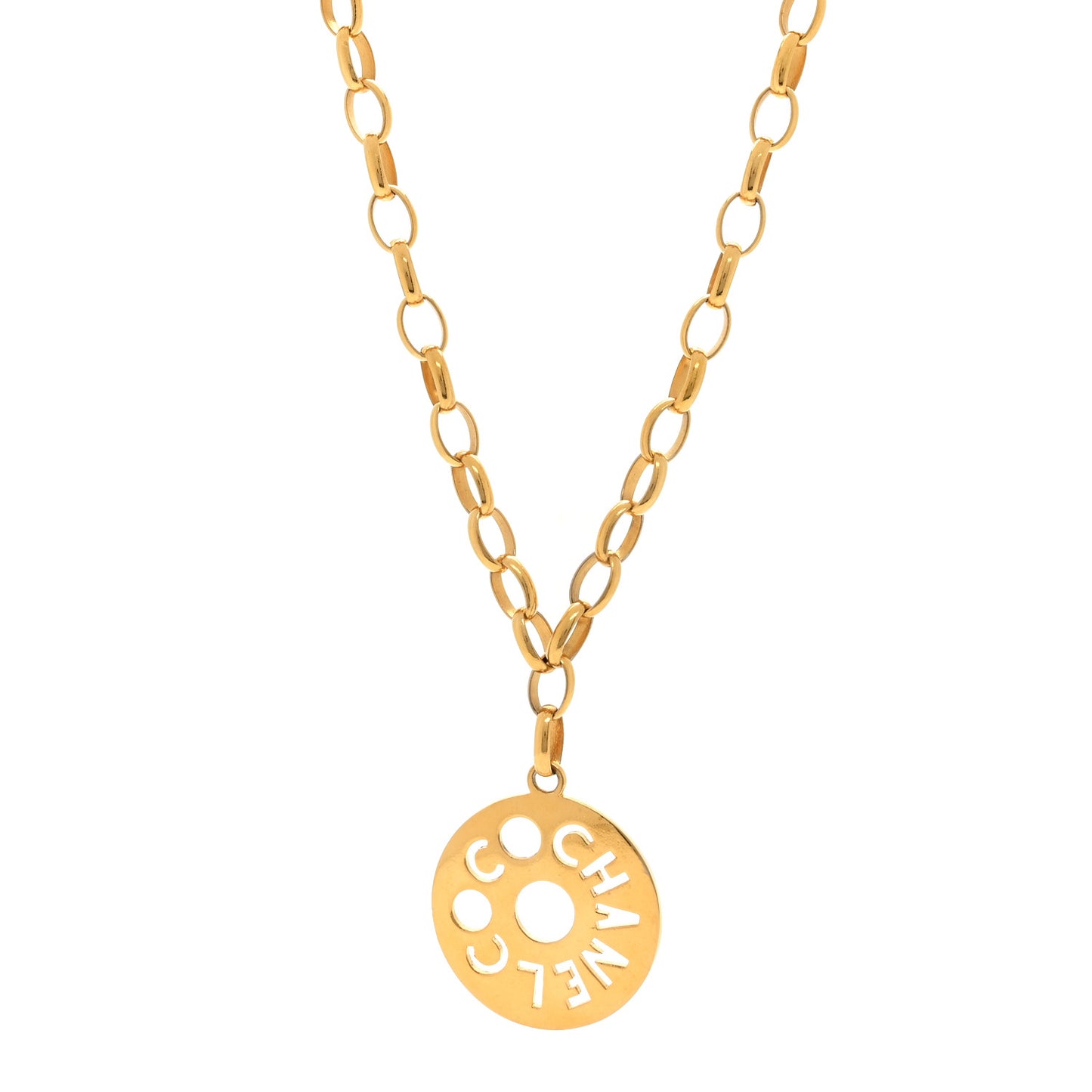 Coco Chanel Logo Necklace Gold