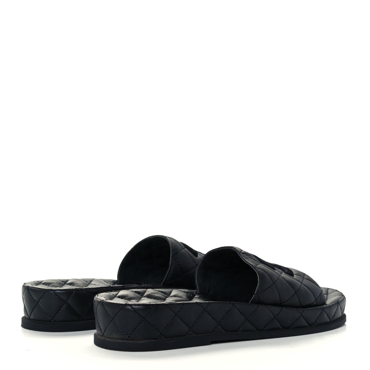Chanel Lambskin Quilted CC Mules Sandals 39 Black 4 of 10