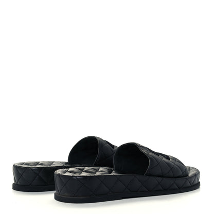 Chanel Lambskin Quilted CC Mules Sandals 39 Black 4 of 10