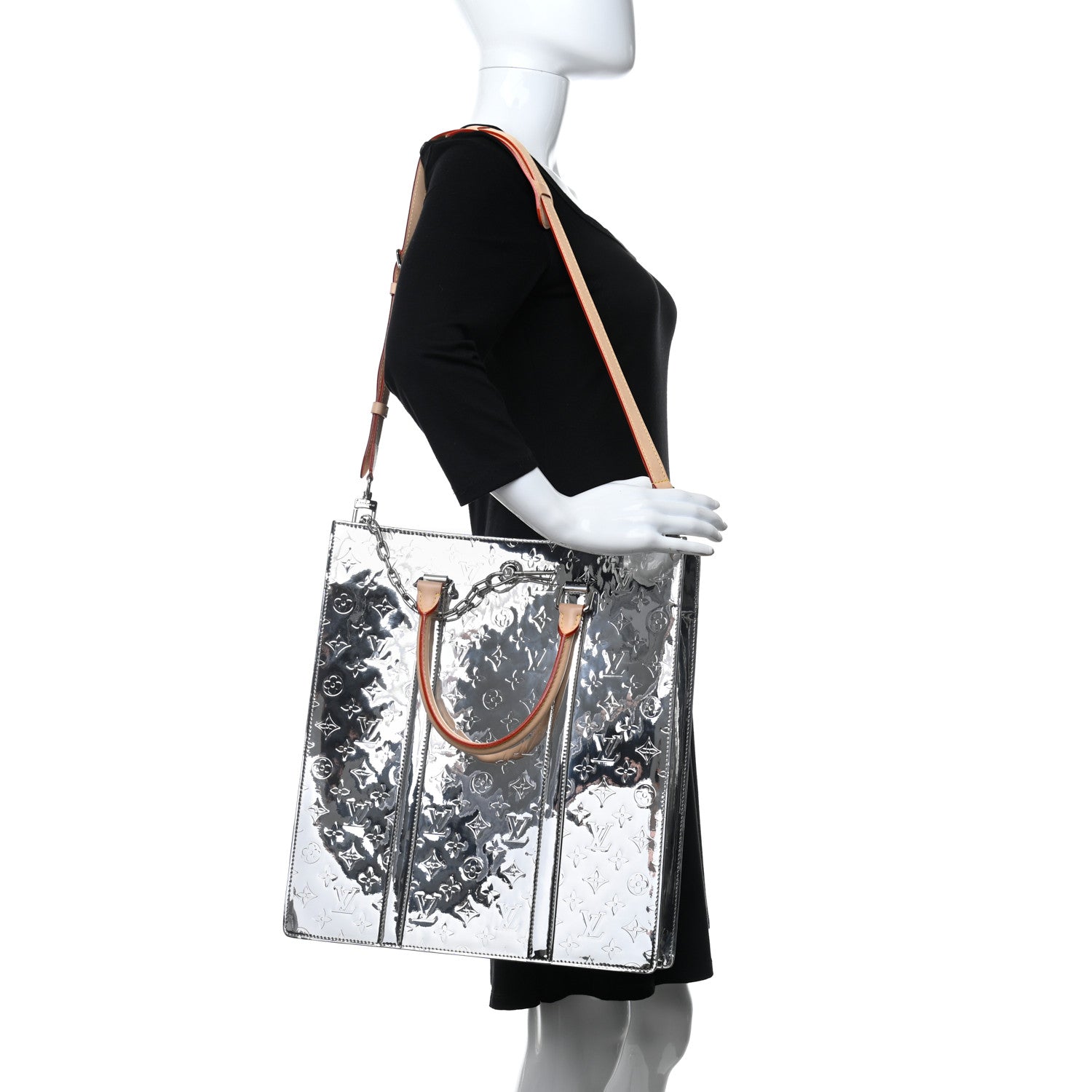 Louis Vuitton Monogram Mirror Sac Plat NM Silver 2 of 9