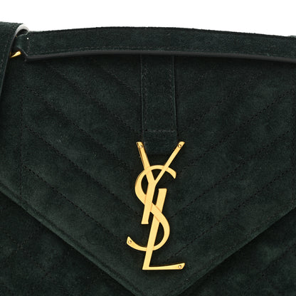Saint Laurent Suede Mixed Matelasse Triquilt Medium Monogram Satchel Algae 8 of 13