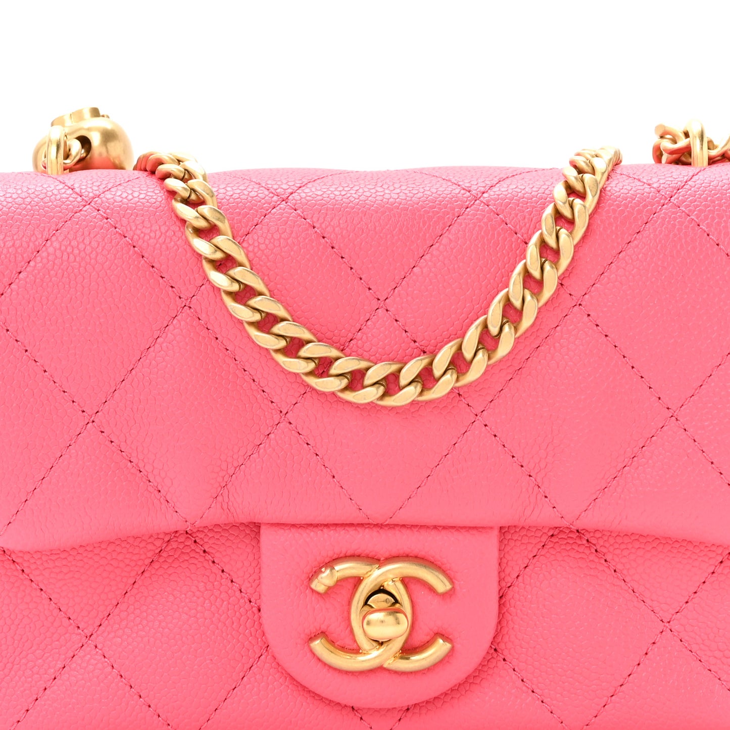 Caviar Quilted Mini Rectangular Sweetheart Flap Fuchsia