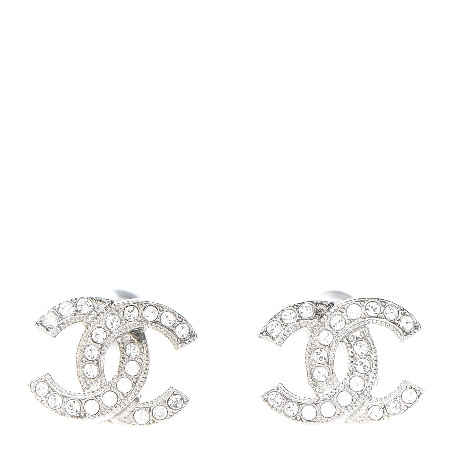Chanel Crystal CC Earrings Silver 1 of 5