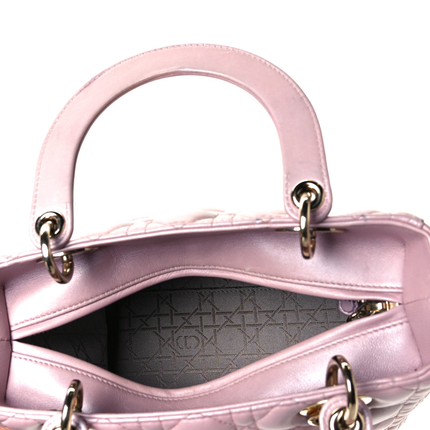 Christian Dior Pearly Lambskin Cannage Medium Lady Dior Lotus 7 of 7