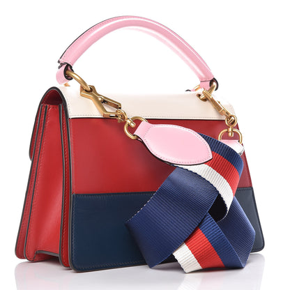 Gucci Calfskin Sylvie Web Small Queen Margaret Top Handle Bag Blue Agata Hibiscus Red Mystic White Sugar Pink 3 of 10