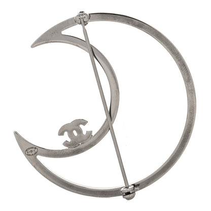Chanel Crystal CC Moon Brooch Silver 3 of 4