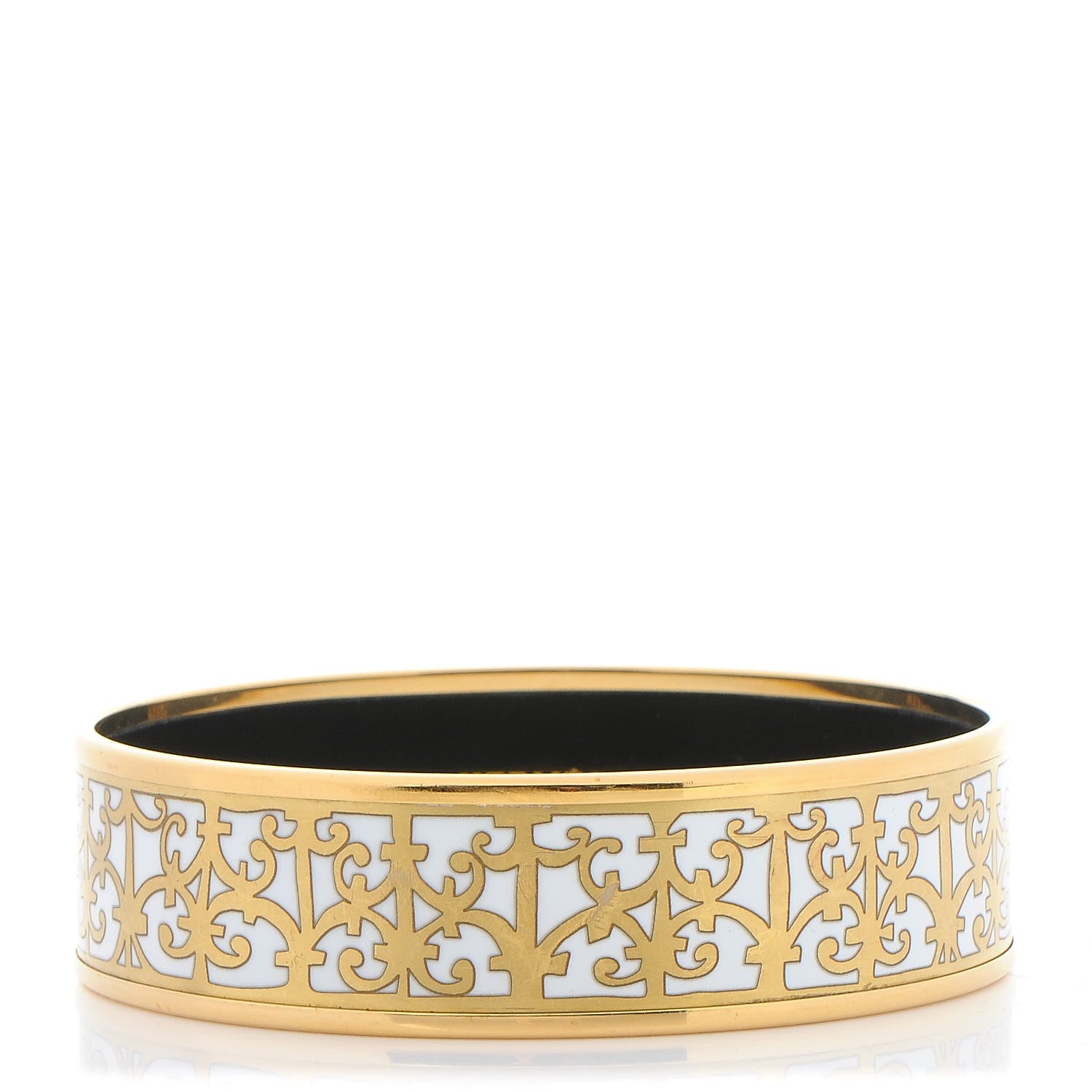 Hermes Enamel Printed Wide Balcons du Guadalquivir Bracelet 70 Gold 1 of 6