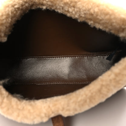 Saint Laurent Suede Calfskin Shearling Le 5 A 7 Hobo Dark Cigar Natural Beige 5 of 11