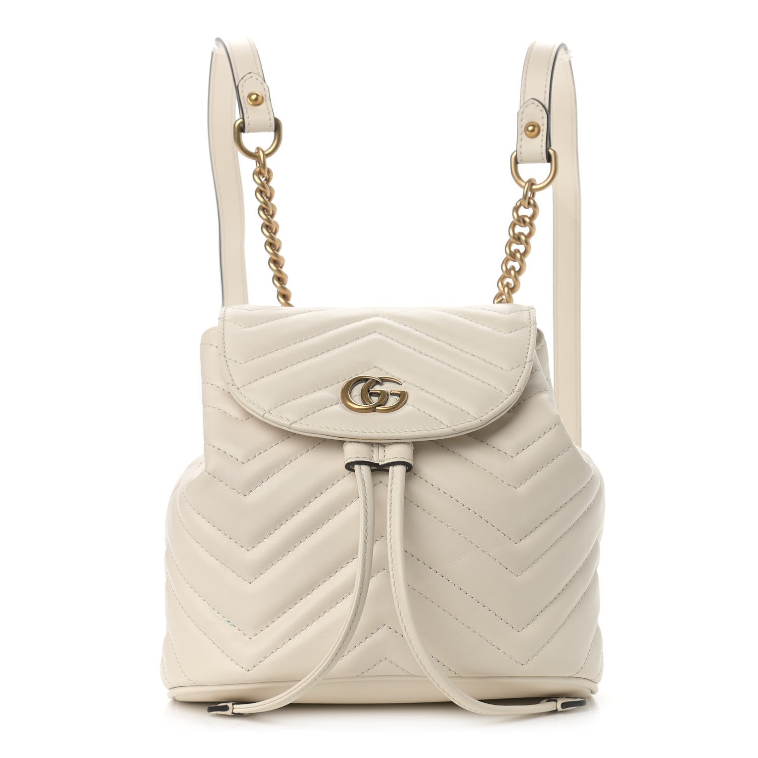 Gucci Calfskin Matelasse GG Marmont Flap Backpack White 1 of 10