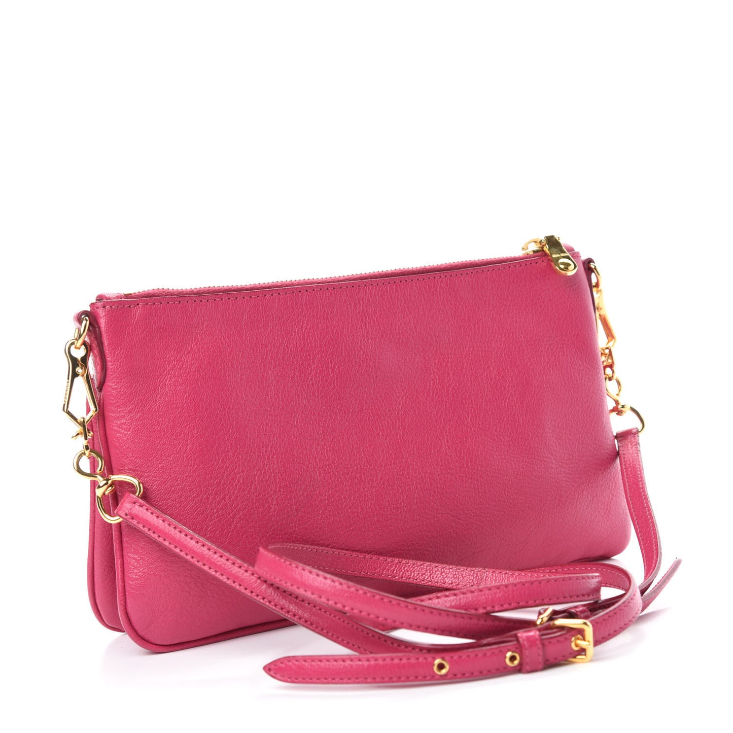 Goatskin Madras Double Zip Crossbody Bag Peonia