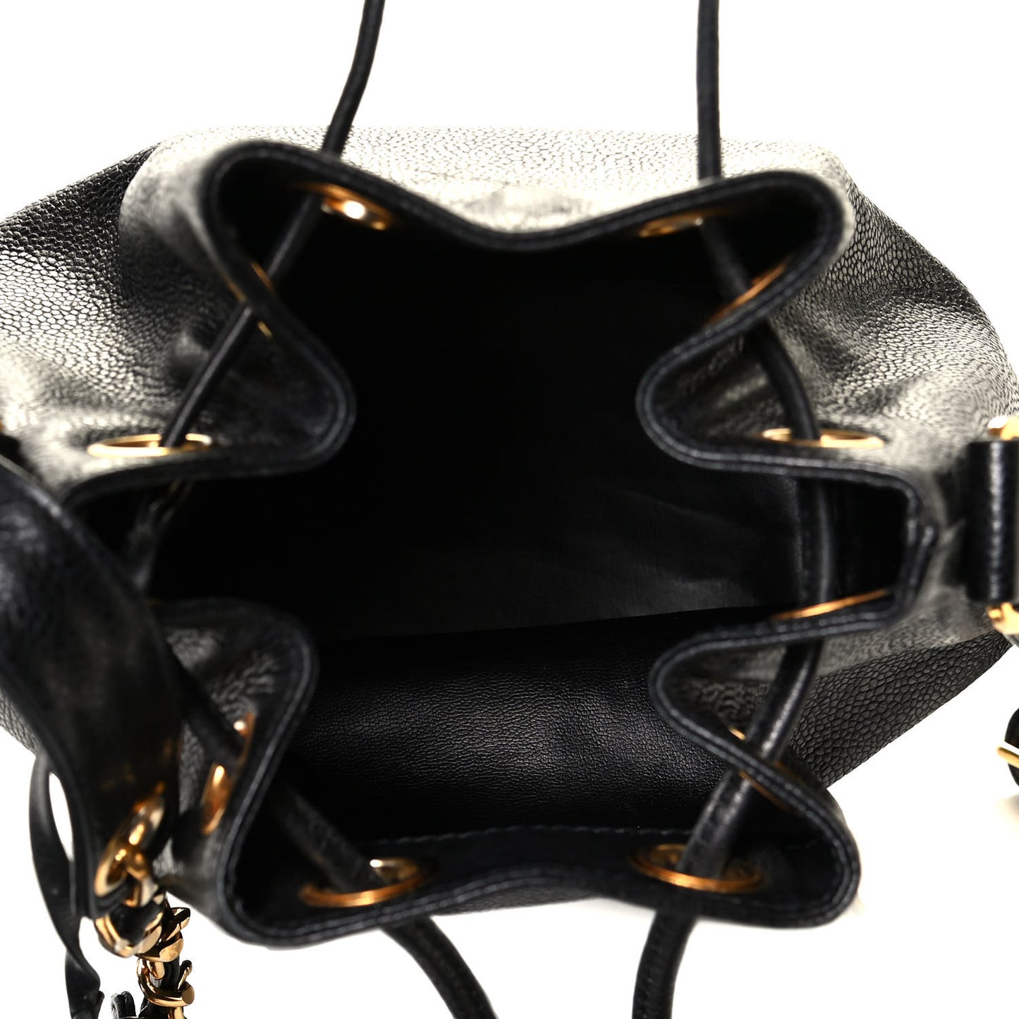 Caviar CC Drawstring Shoulder Bag Black