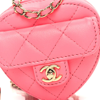 Chanel Lambskin Quilted CC In Love Heart Coin Purse With Chain Pink 8 of 11