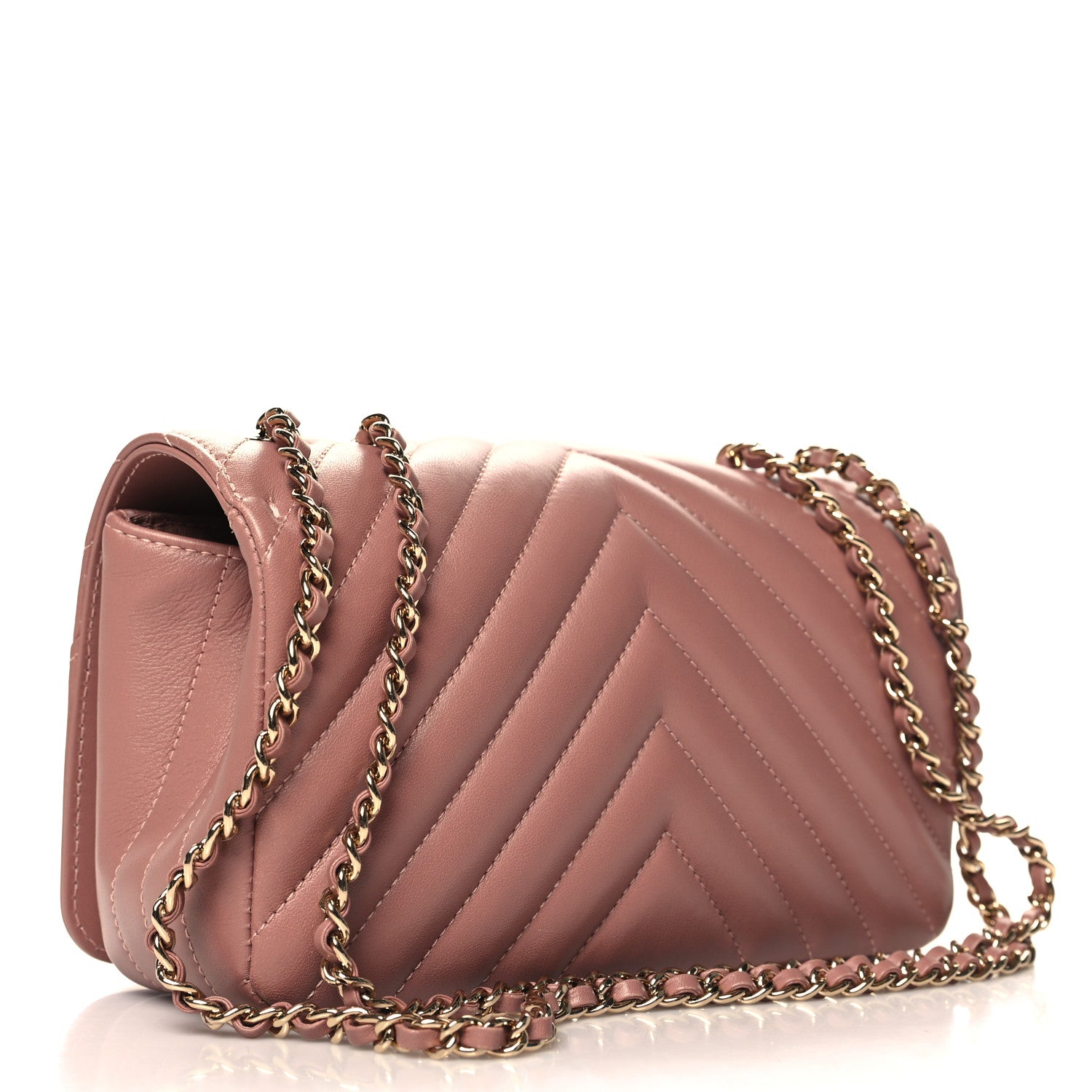 Chanel Calfskin Chevron Quilted Mini Statement Flap Pink 3 of 11