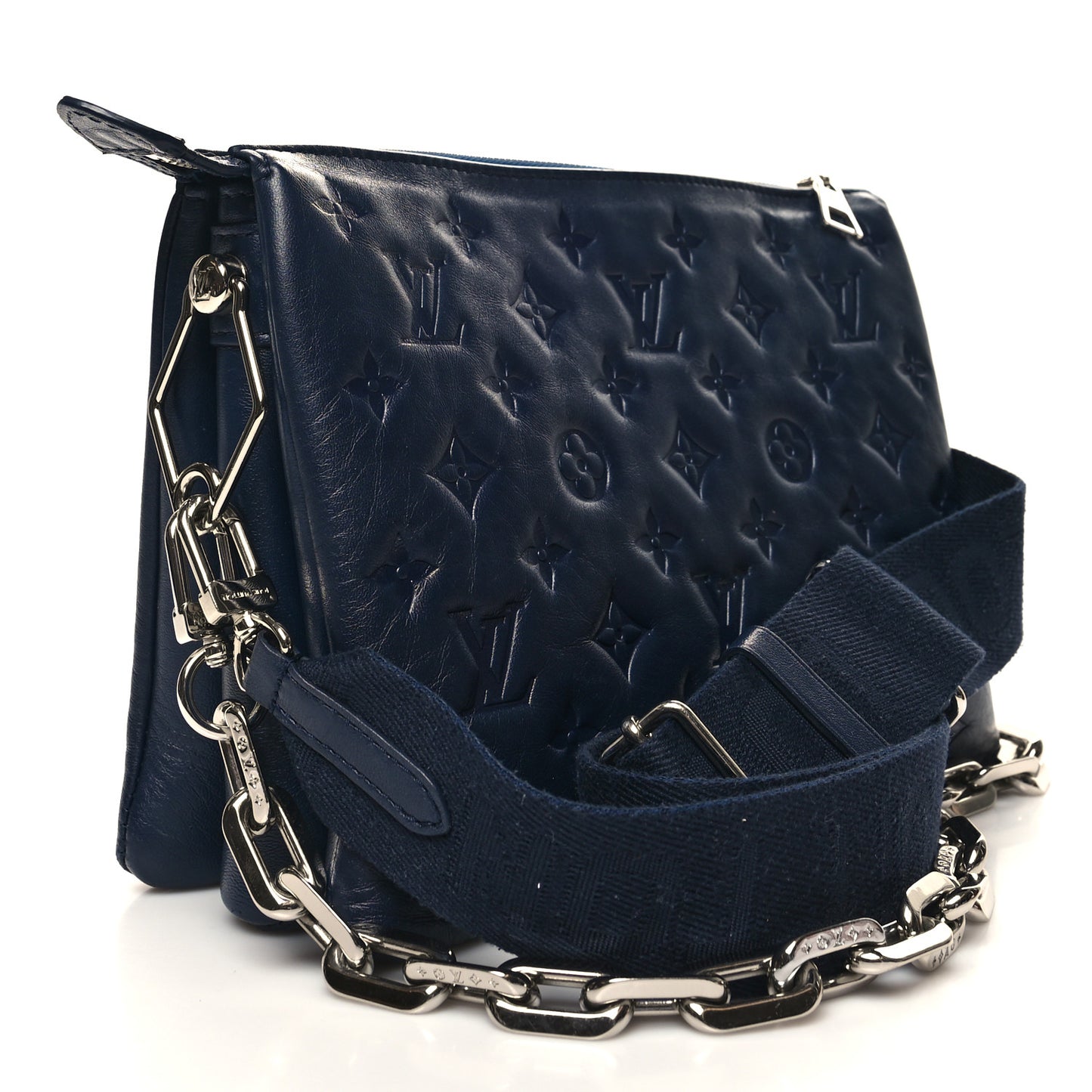 Lambskin Embossed Monogram Coussin PM Navy