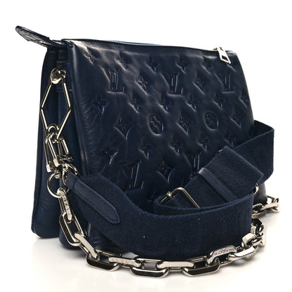 Louis Vuitton Lambskin Embossed Monogram Coussin PM Navy 3 of 11