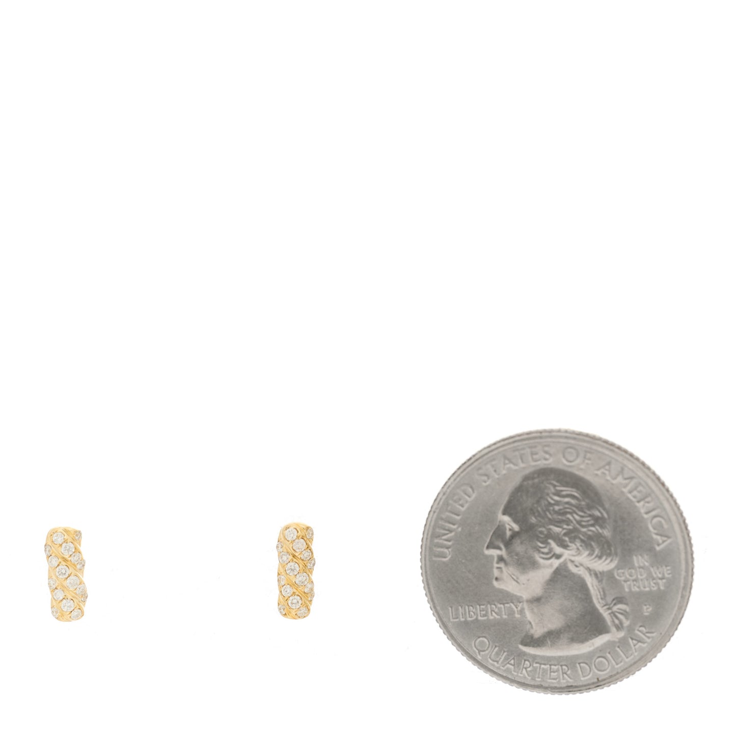 18K Yellow Gold Diamond Cable Collectibles Bar Stud Earrings