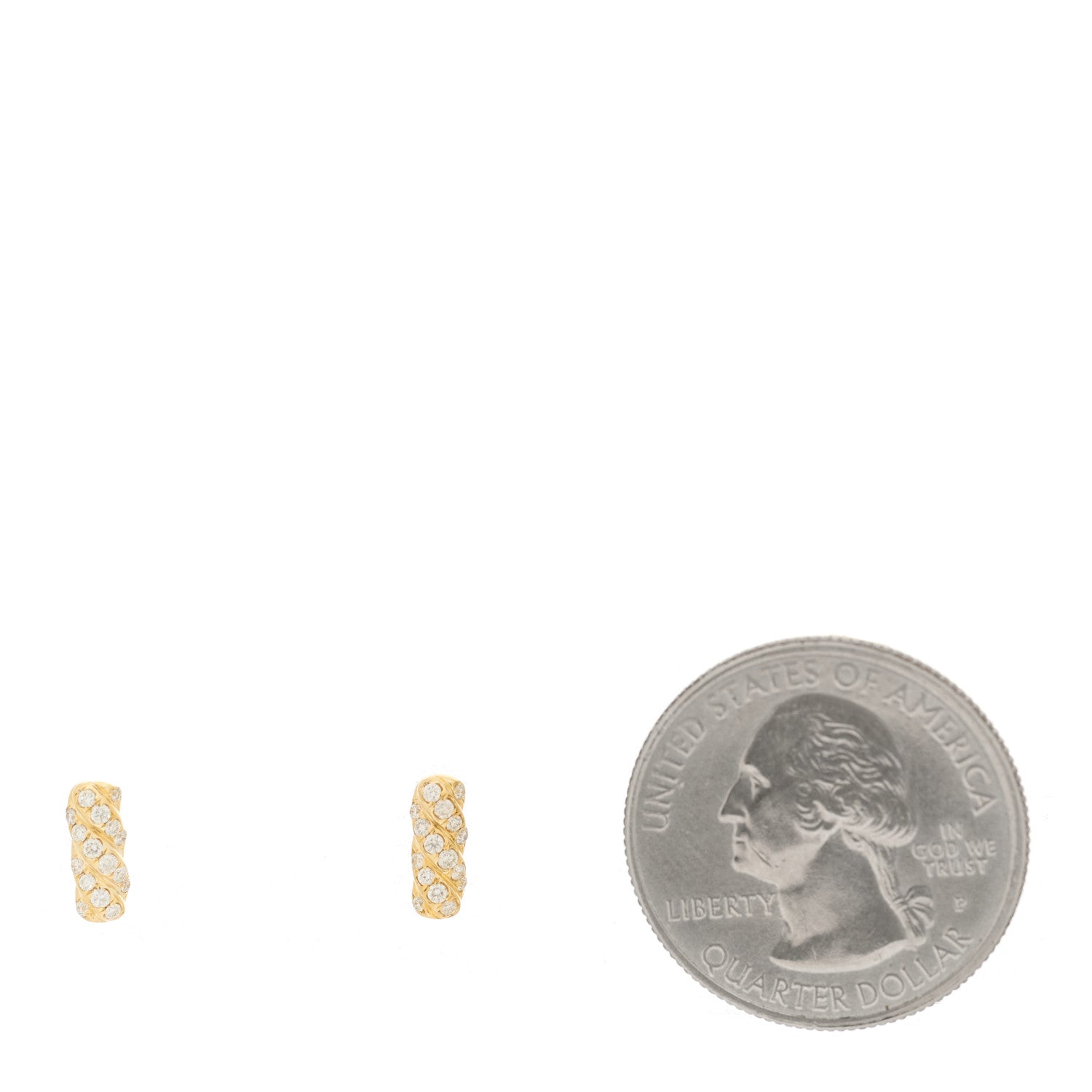 David Yurman 18K Yellow Gold Diamond Cable Collectibles Bar Stud Earrings 2 of 4