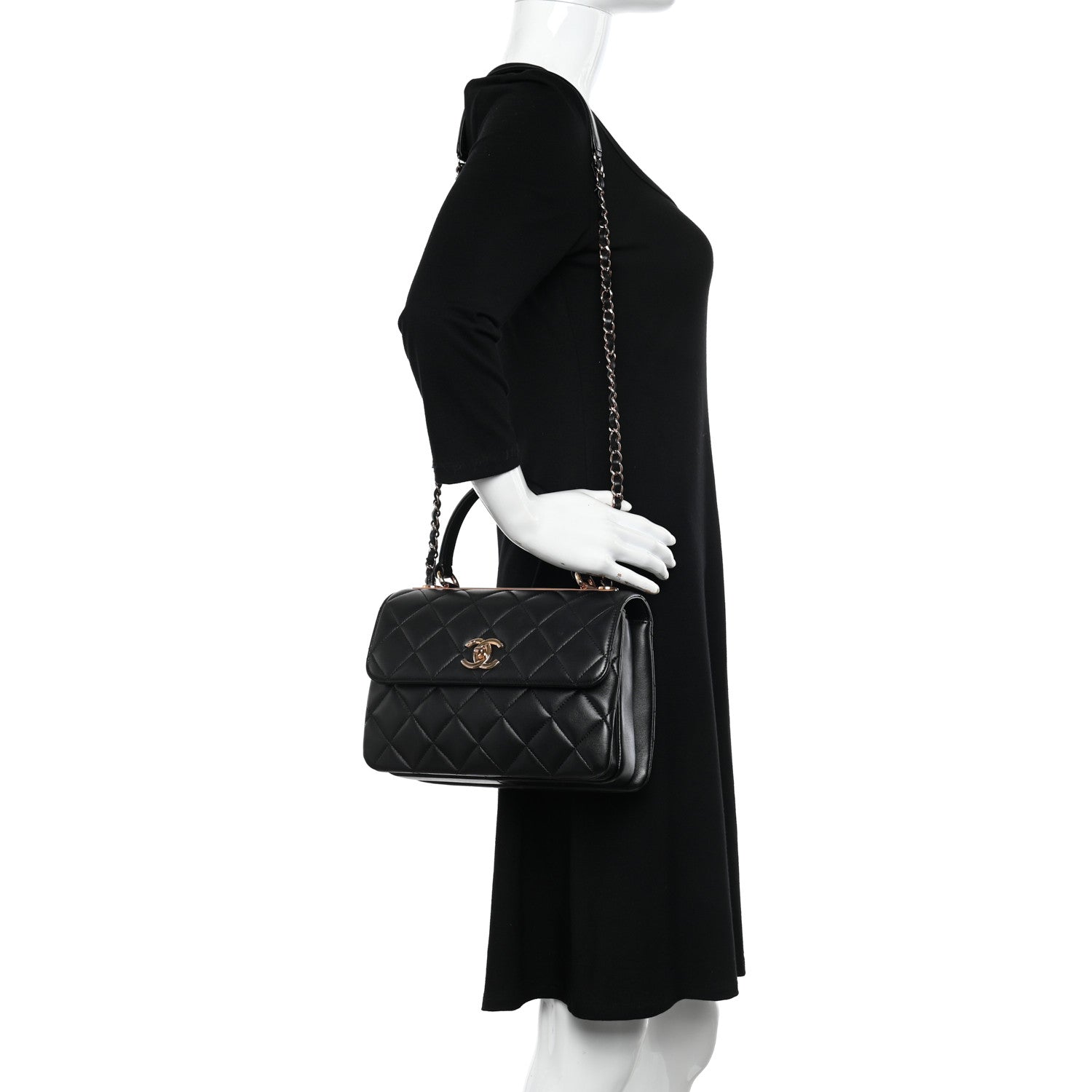 Chanel Lambskin Quilted Small Trendy CC Dual Handle Flap Bag Black 2 of 12