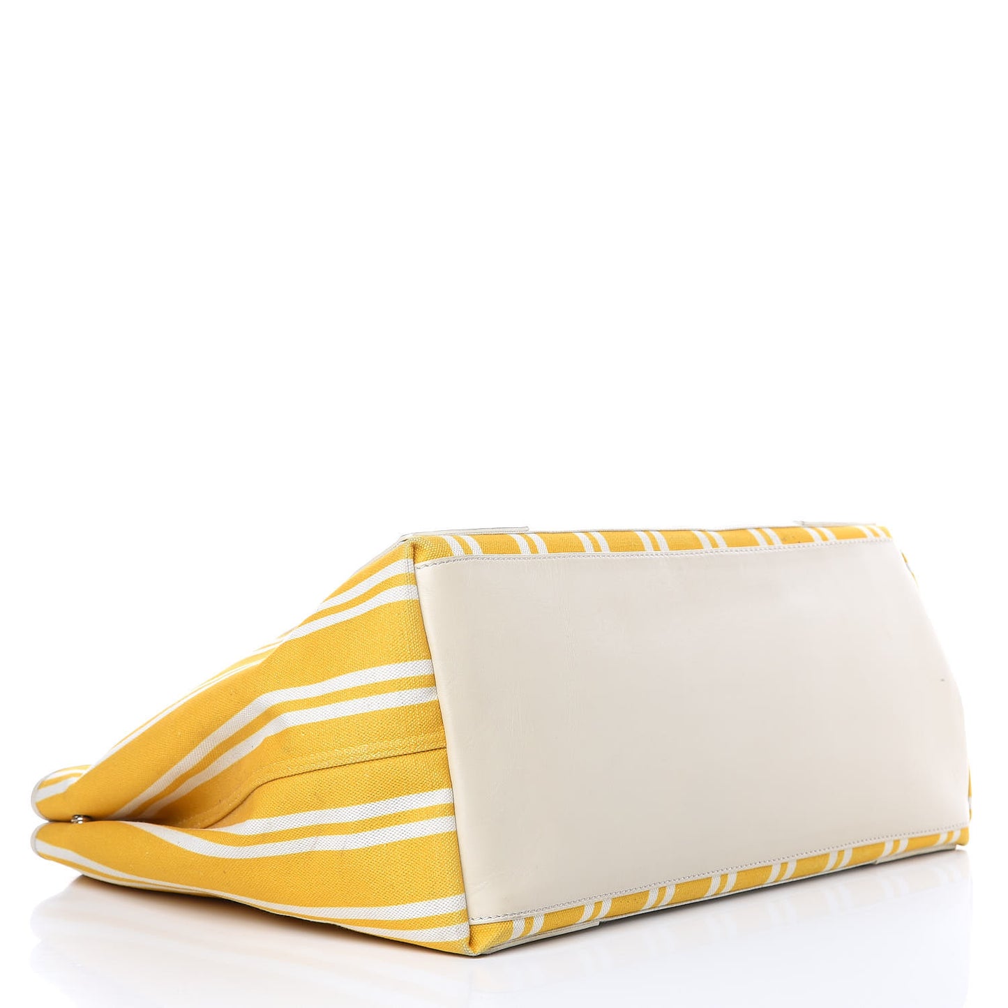 Canvas Navy Striped M Cabas Tote Moutarde