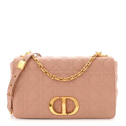 Christian Dior Grained Calfskin Cannage Large Caro Bag Rose De Vents 1 of 10