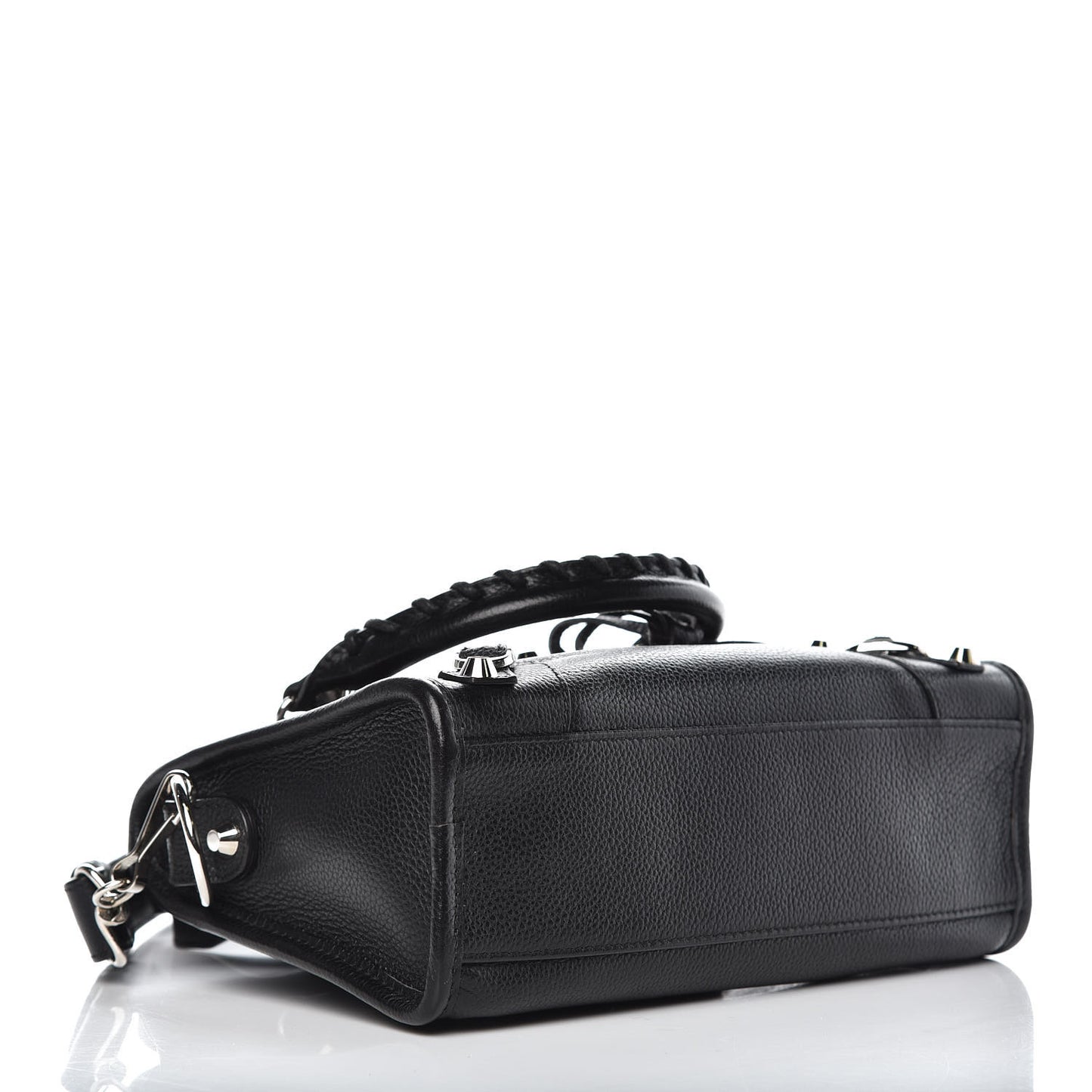 Grained Calfskin Classic Silver Hardware Mini City Black