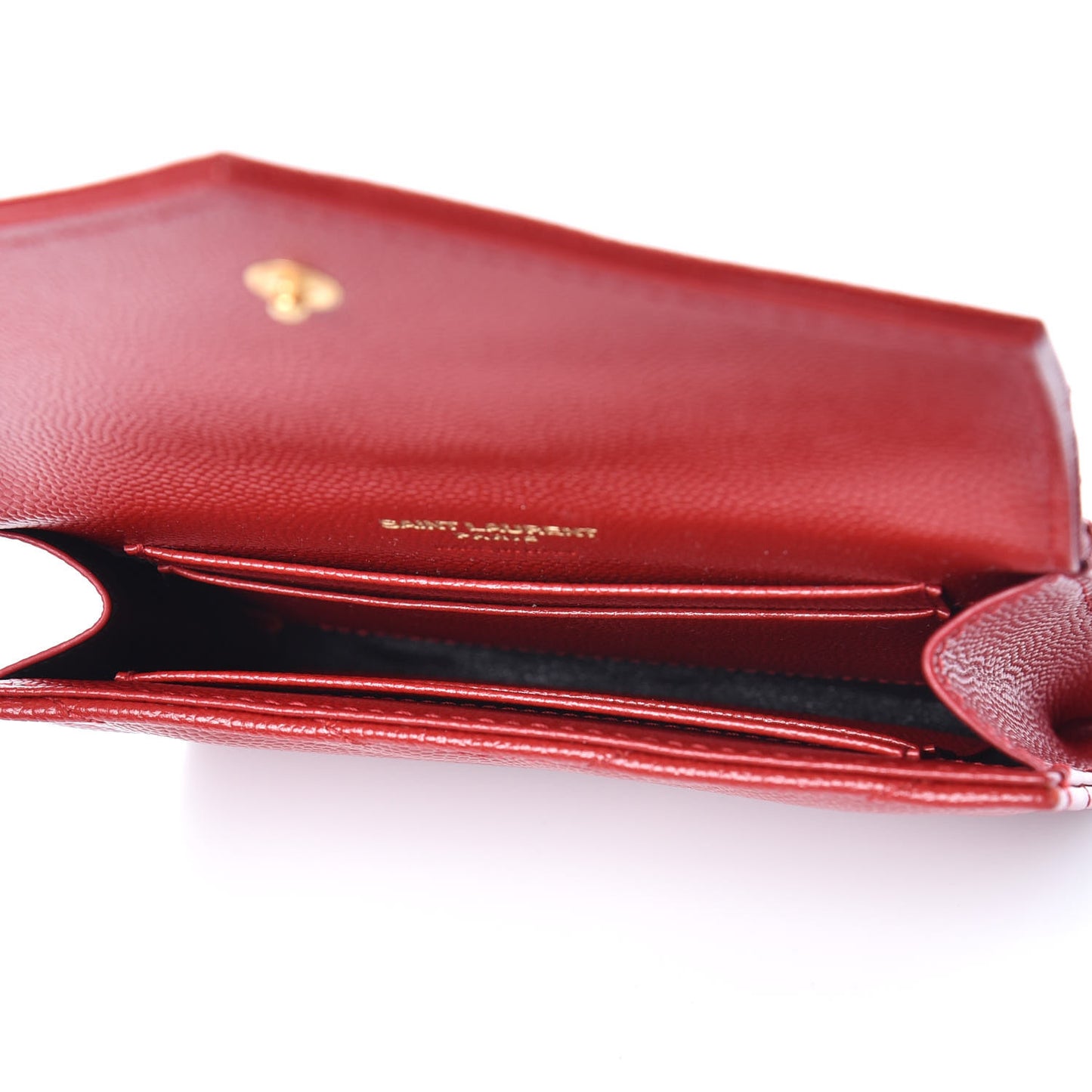 Grain De Poudre Matelasse Chevron Small Monogram Envelope Wallet Rouge Eros