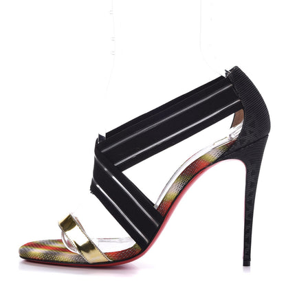 Christian Louboutin Specchio Pira Res Techno Elastagram 100 Sandals 39 Version Black 1 of 8