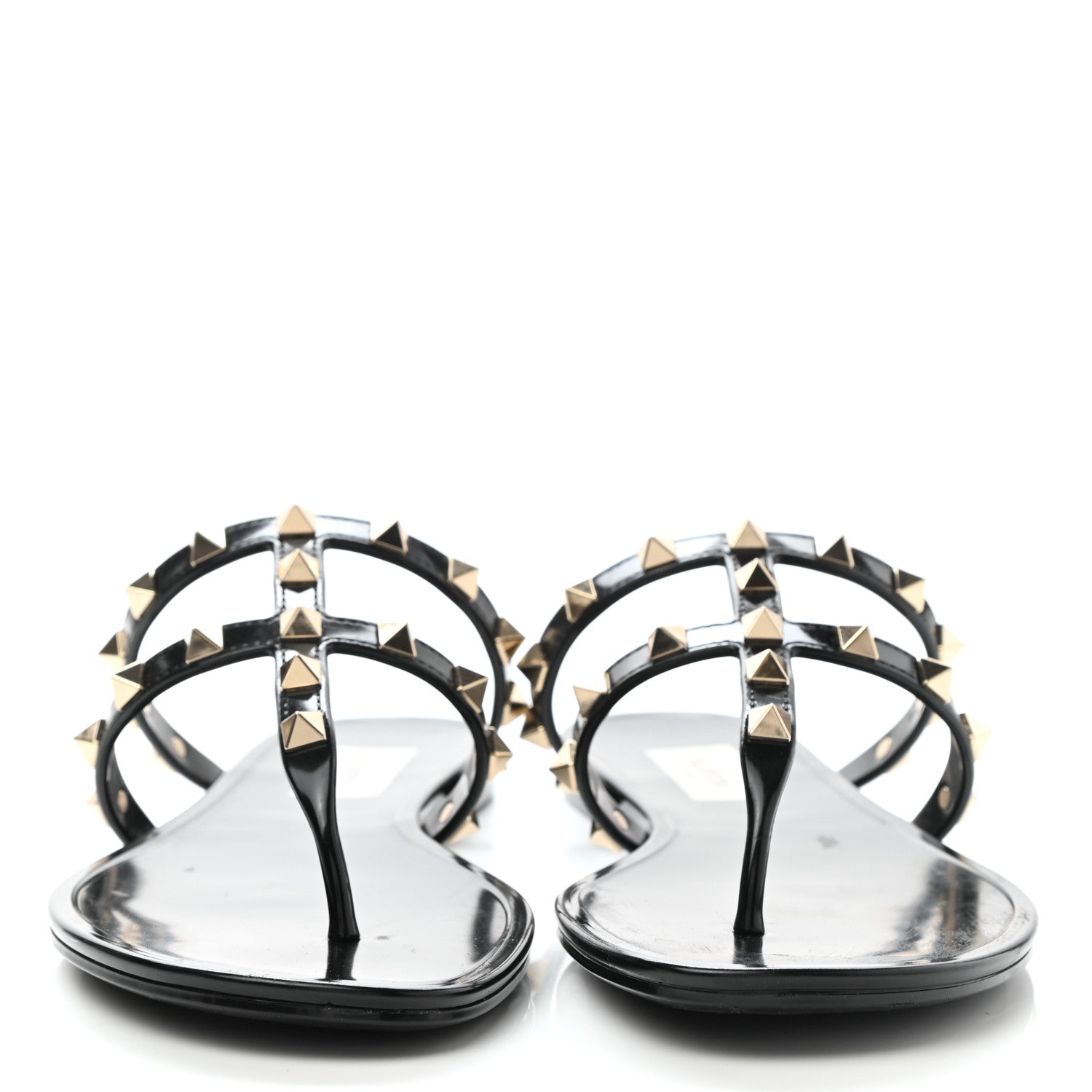Valentino Garavani PVC Jelly Rockstud Caged Flat Thong Sandals 37 Black 2 of 10